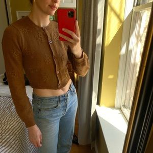 Brown floral patterned cardigan